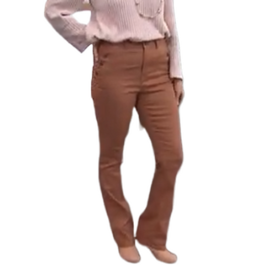 DG2 Never Virtual Stretch Button Pocket Bootcut Jean Women's Camel