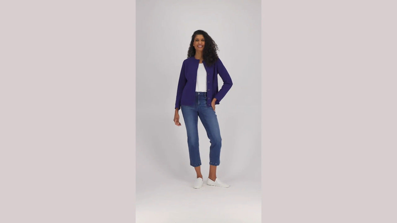 Isaac Mizrahi Live! Pique Button Front Jacket Navy