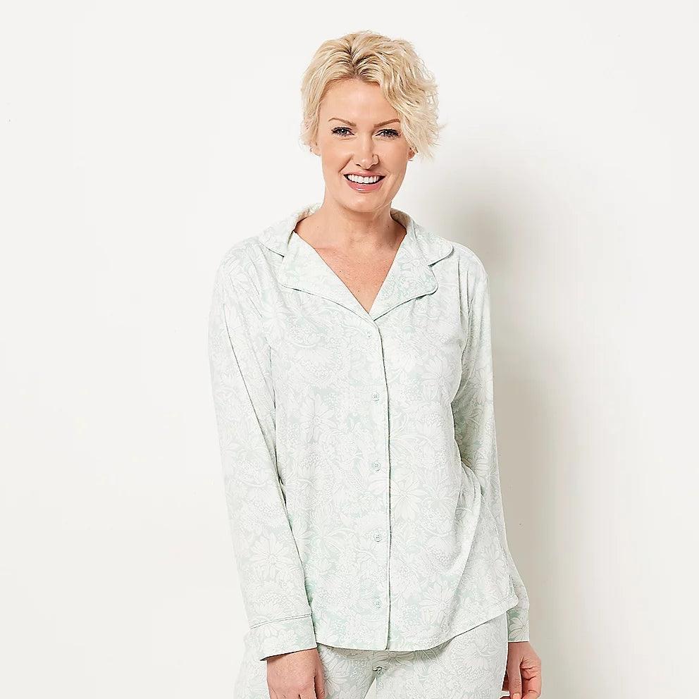 Isaac Mizrahi Live! Women’s Notch Collar PJ Top with Piping Detail WOMEN