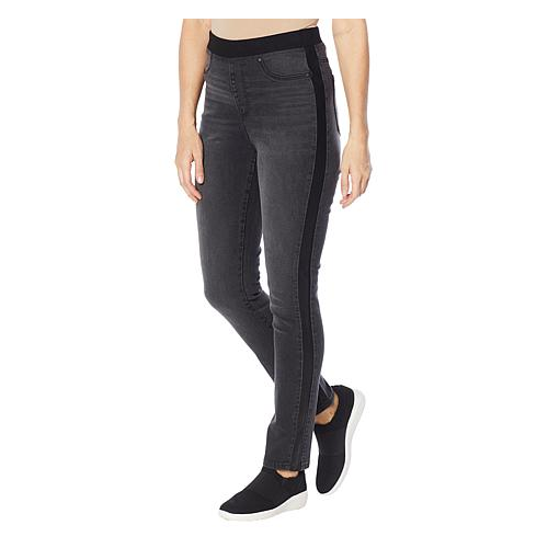 DG2 Faux Leather Black Side Stripe Skinny Jean Petite Size Women's