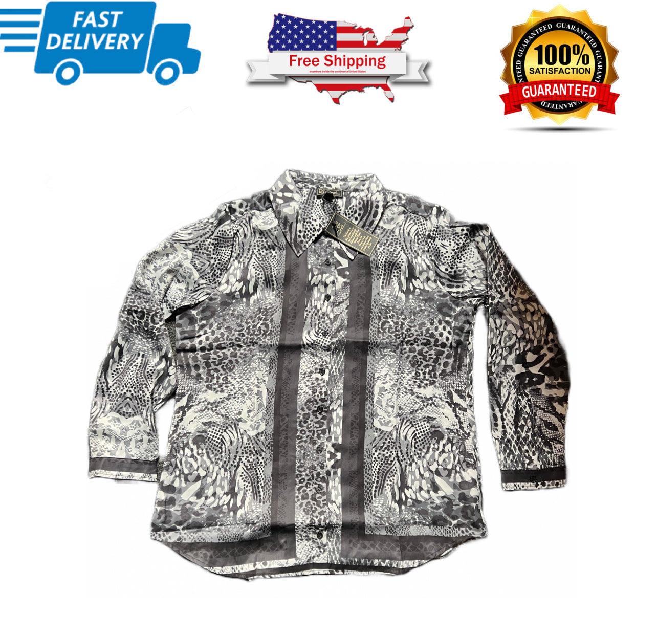 Diane Gilman DG2 PRINTED CHARMEUSE Shirt BLK