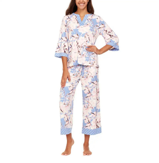Flora Nikrooz, 2 Pc 3/4 Sleeve + Crop Pant PJ Set XS