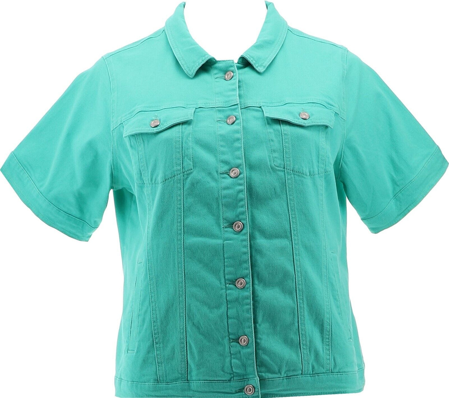 DIANE GILMAN DG2 CALVARYTWILL SS JACKET TURQUOISE -SIZE LARGE,New