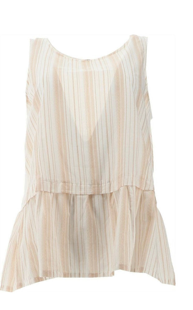 DG2 Diane Gilman Striped Ruffle Hem Easy Tank