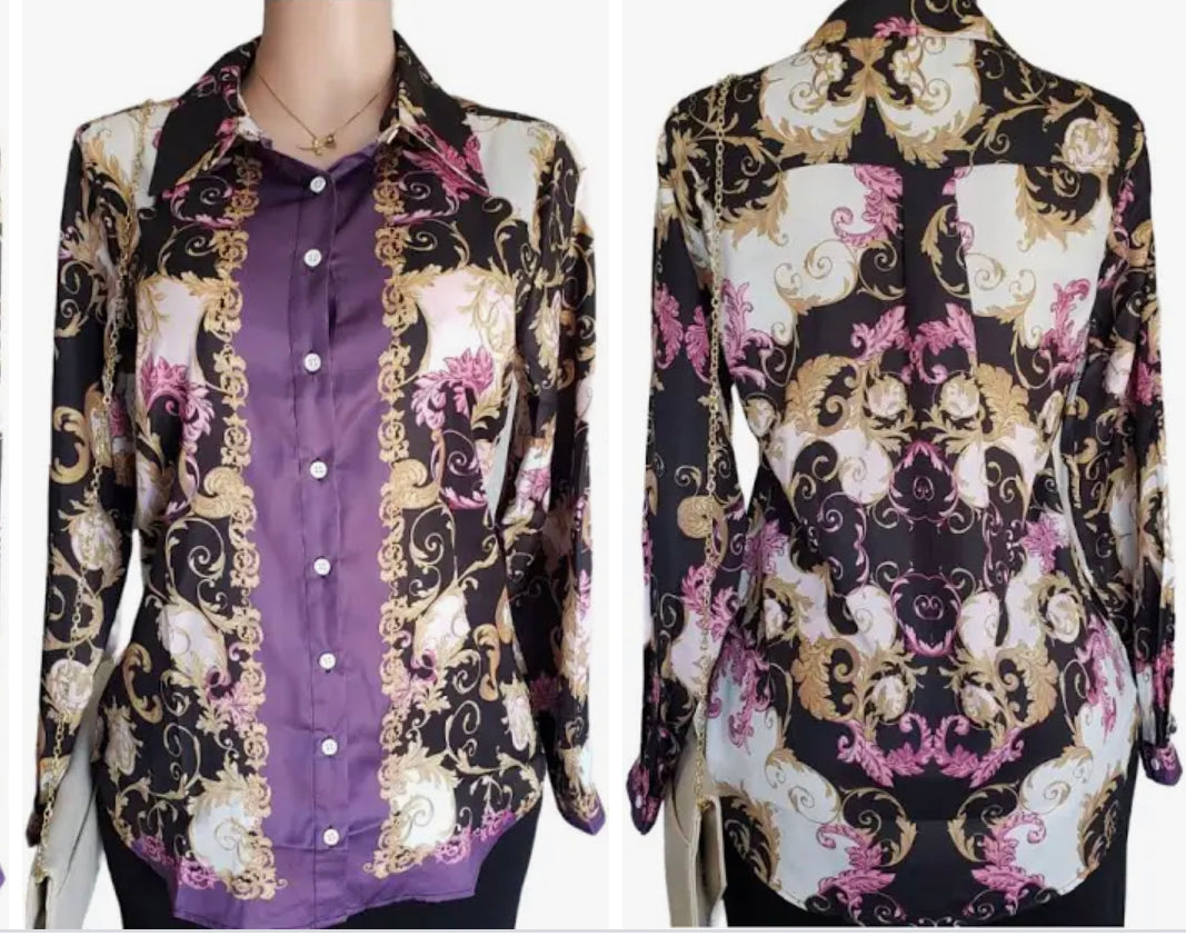 Diane Gilman DG2 PRINTED CHARMEUSE Shirt BLK