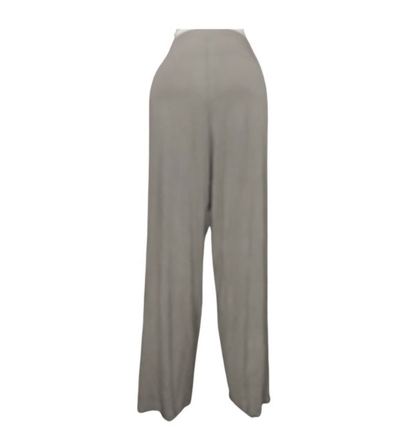 Susan Graver Women’s Regular Lifestyle Spa Knit Wide Leg Pants- Grey