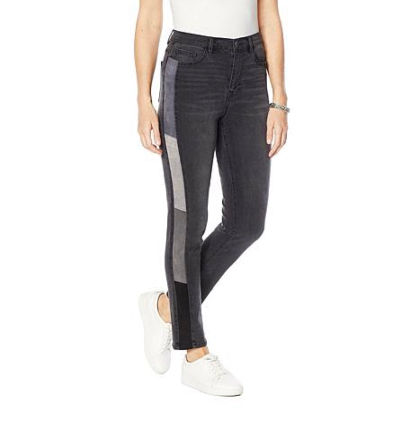 DG2 Diane Gilman Stretch Pcd Stripe Skinny Jean