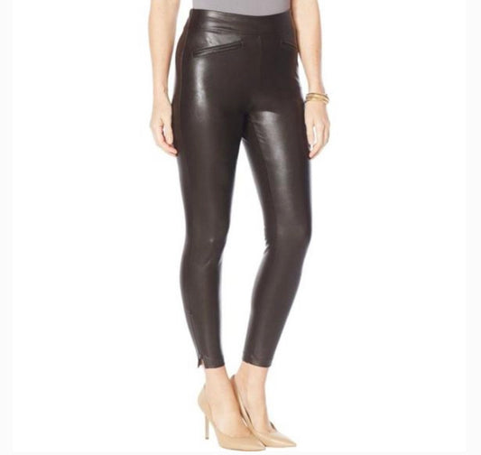 WE by Living in Yellow Distressed Faux Leather Legging- Dark Brown Size