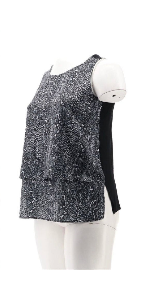 DG2 Diane Gilman Charmeuse Layered Tank- Black Snake