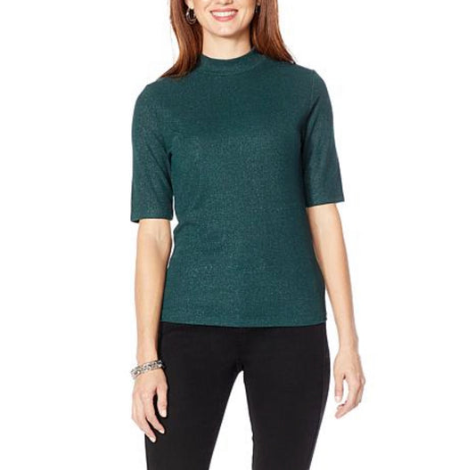 Skinnygirl Bella Ribbed Knit Mock-Neck Top