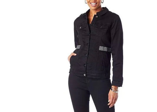 DG2 by Diane Gilman FLEXstretch Denim Jacket- Black Size S