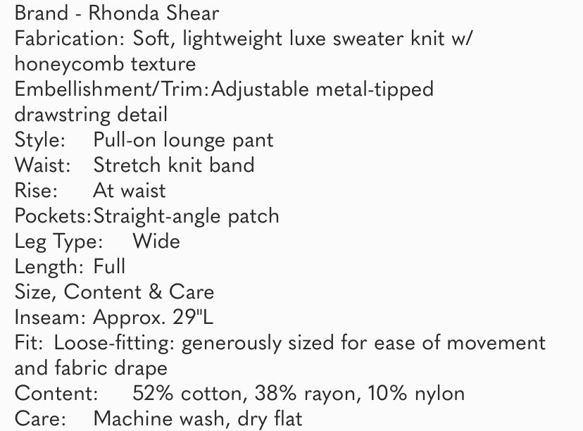 Retreat by Rhonda Shear Luxe Knit WideLeg Lounge Pant