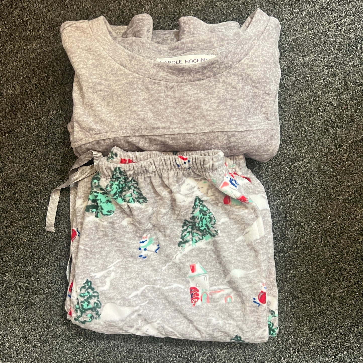 Carole Hochman Silky Velour Fleece Crew Neck Novelty PJ Set Different colors available