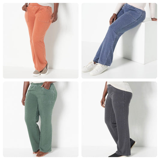 AnyBody Women’s French Terry Fleece Lined Washed Pants