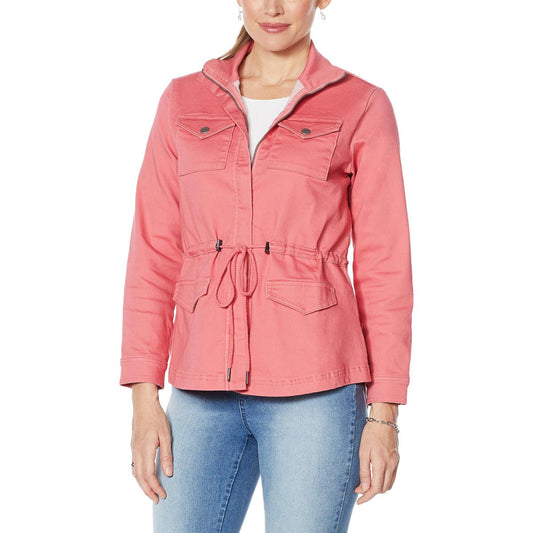 DG2 Diane Gilman Virtual Stretch Denim Zip Anorak Jacket- Spice Size 1X
