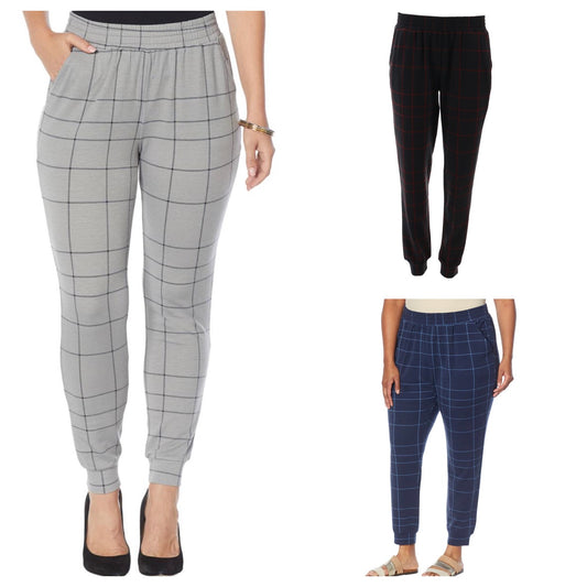 DG2 by Diane Gilman "DG Downtime" Plaid French Terry Jogger
