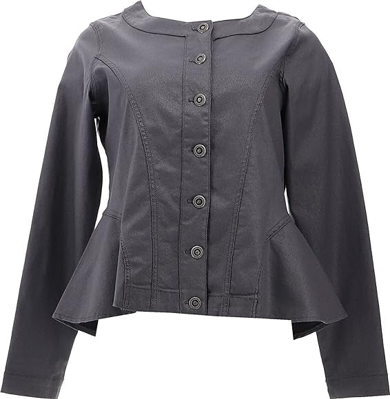DG2 Diane Gilman Women’s Sparkle Denim Collarless Peplum Jacket