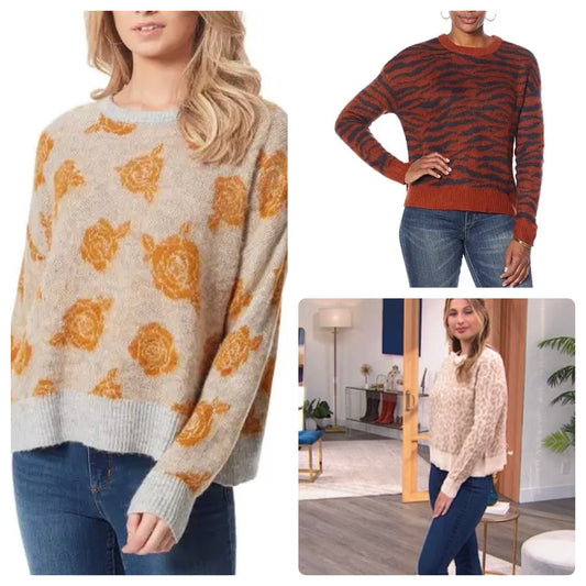 Jessica Simpson Women’s Kenna Patterned Jacquard Sweater
