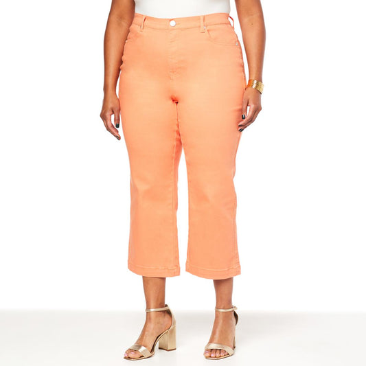 DG2 by Diane Gilman Women’s Virtual Stretch Denim Wide-Leg Crop Jean- Orange