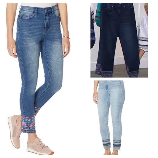 DG2 by Diane Gilman Women’s Embellished Hem Ankle Skinny Jean