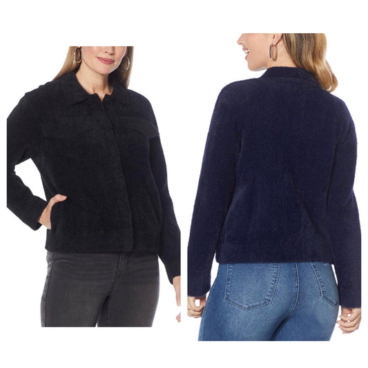 DG2 by Diane Gilman Fuzzy Knit Sweater Jacket Women’s