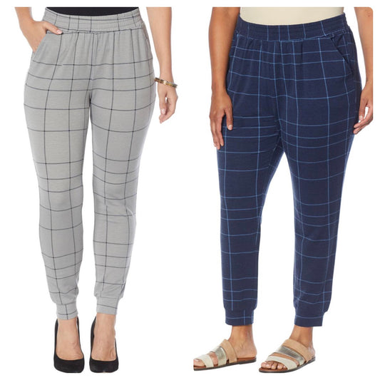 DG2 by Diane Gilman "DG Downtime" Plaid French Terry Jogger Women’s