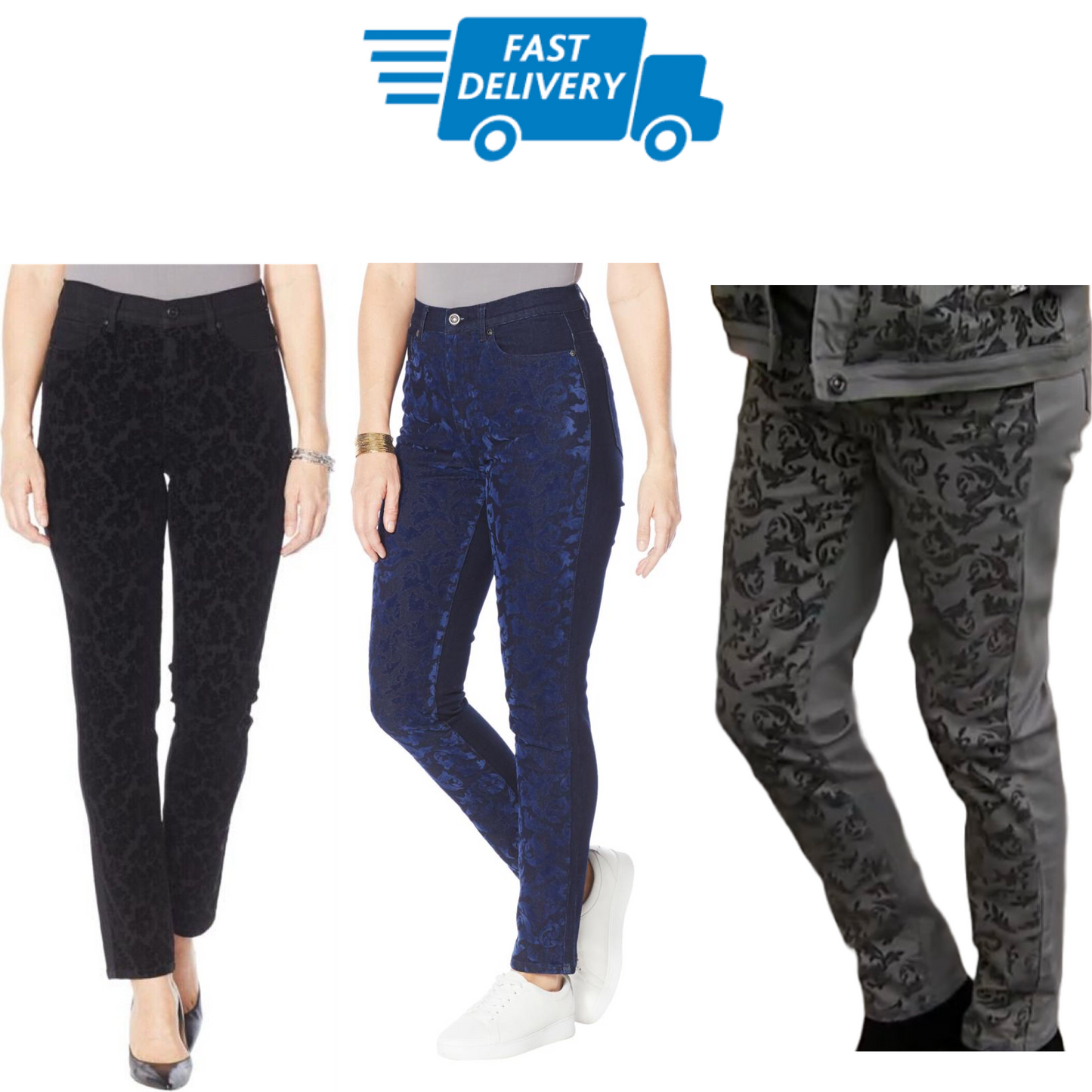 DG2 by Diane Gilman Classic Stretch Front Flocked Skinny Jean Women’s