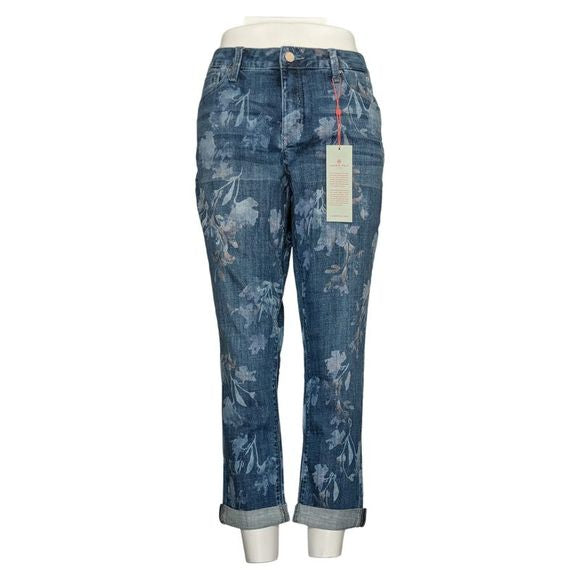 Laurie Felt Petite Classic Denim Floral Boyfriend Jeans