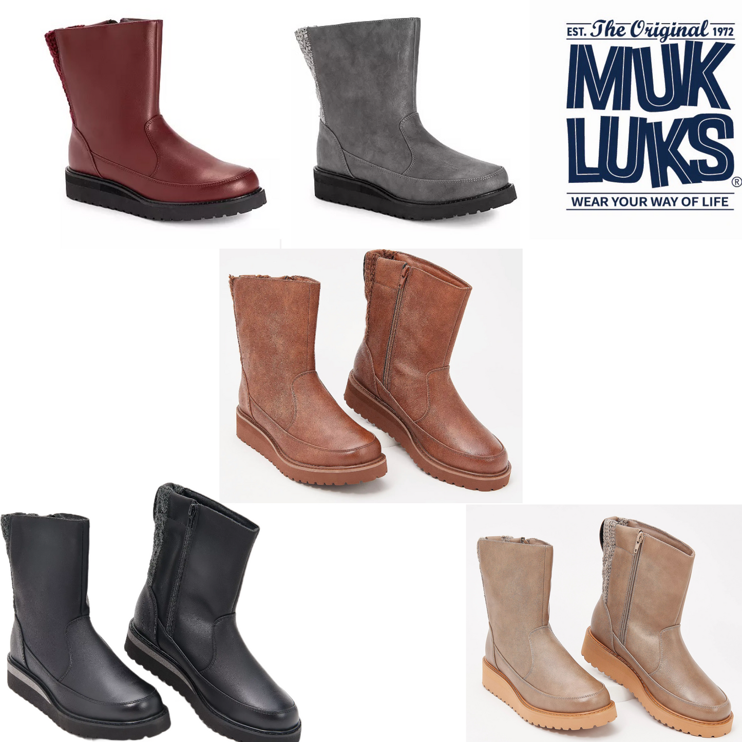 MUK LUKS Women’s Wedge Winter Boots - Slope Natalie