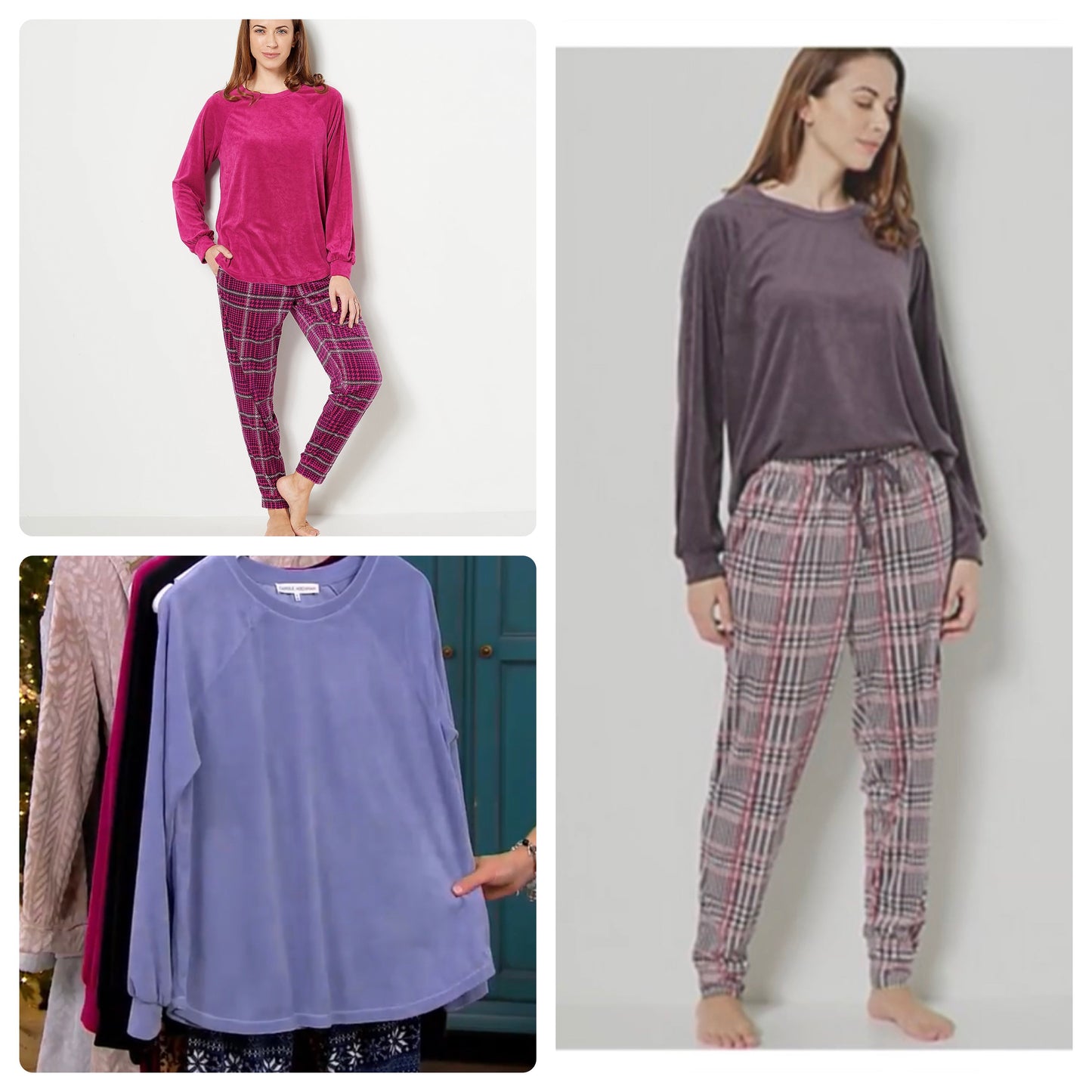 Carole Hochman Petite Silky Velour Long Sleeve with Jogger Women's PJ Set