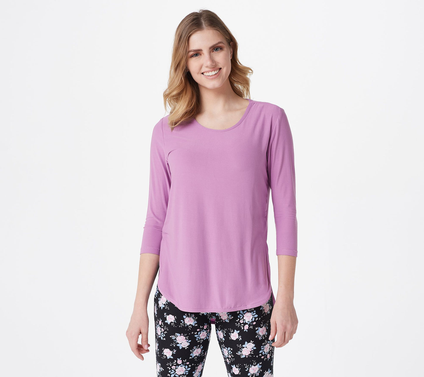 MUK LUKS Cloud Knit Crew-Neck Tunic w/ Hi-Low Hem