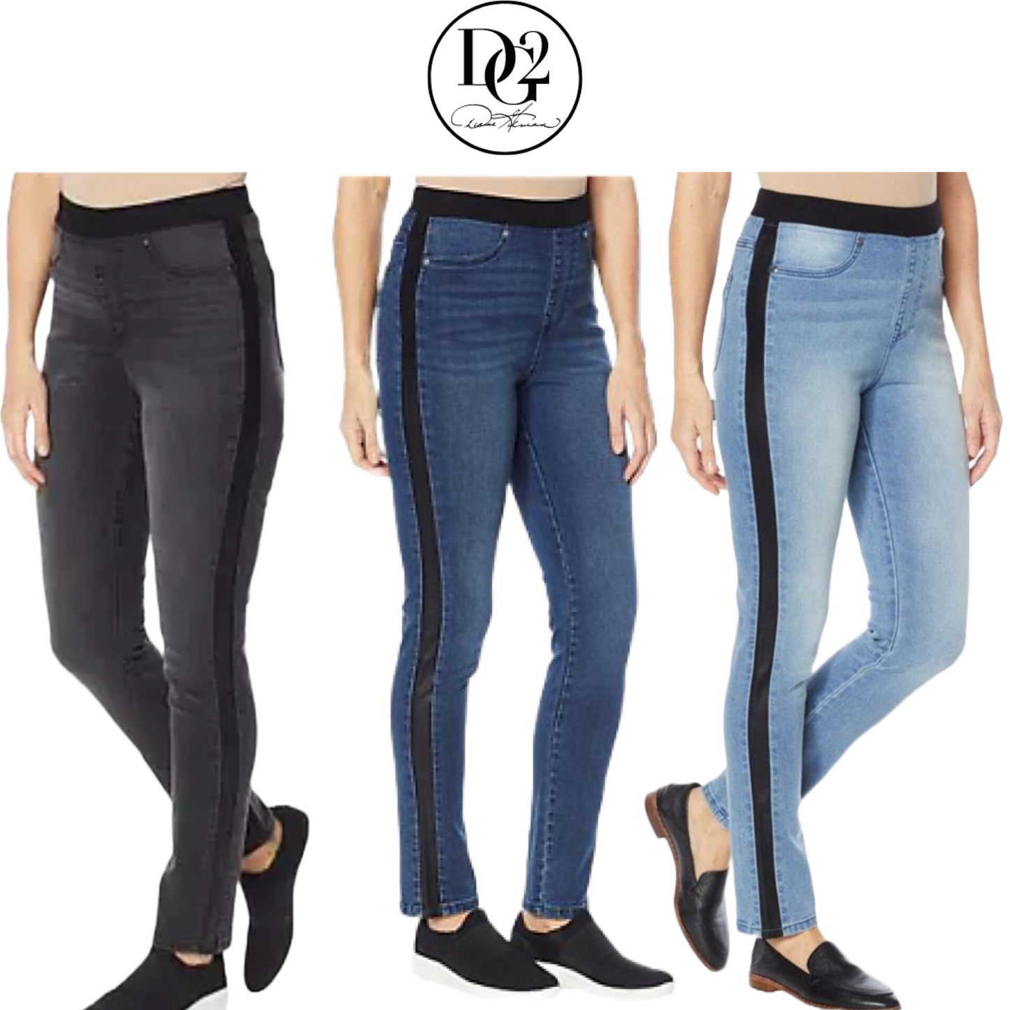 DG2 by Diane Gilman Faux Leather Side Stripe Skinny