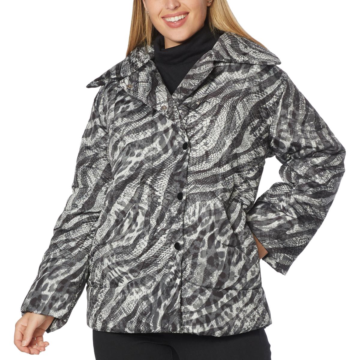 Dg2 By Diane Gilman Woven Puffer Jacket 779-670 Multi Color