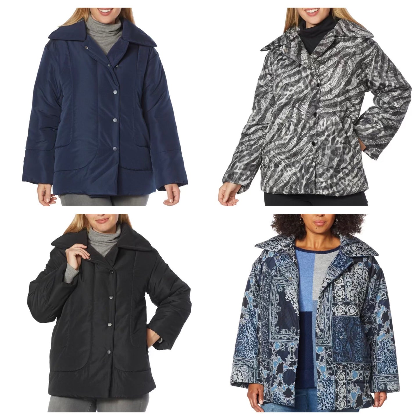 Dg2 By Diane Gilman Woven Puffer Jacket 779-670 Multi Color