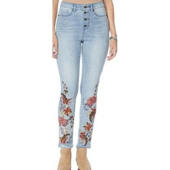 DG2 Diane Gilman Pull-On Floral Appliqué Skinny Jean 764-873DG2