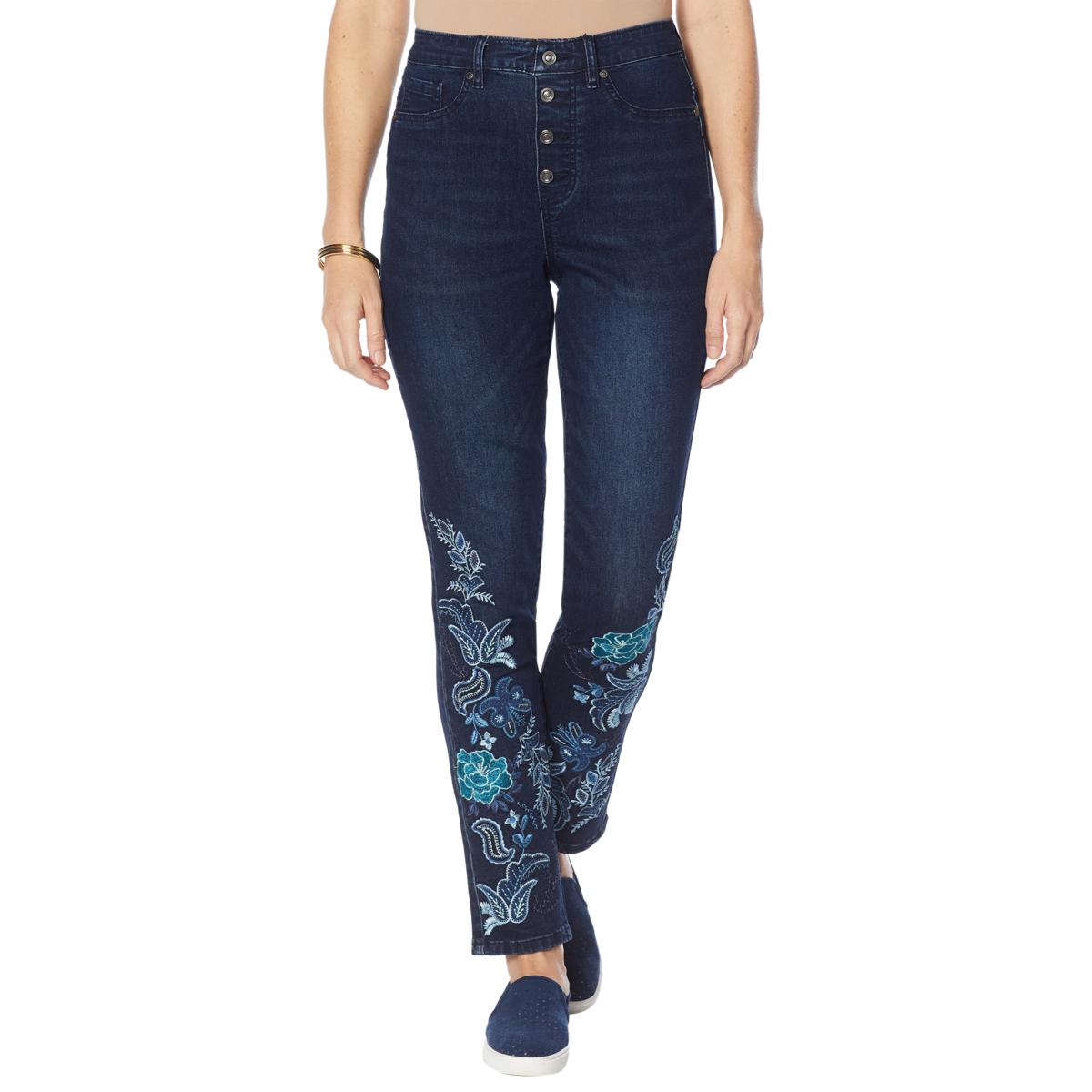 DG2 Diane Gilman Pull-On Floral Appliqué Skinny Jean 764-873DG2