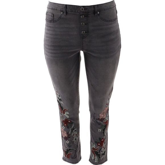 DG2 Diane Gilman Pull-On Floral Appliqué Skinny Jean 764-873DG2