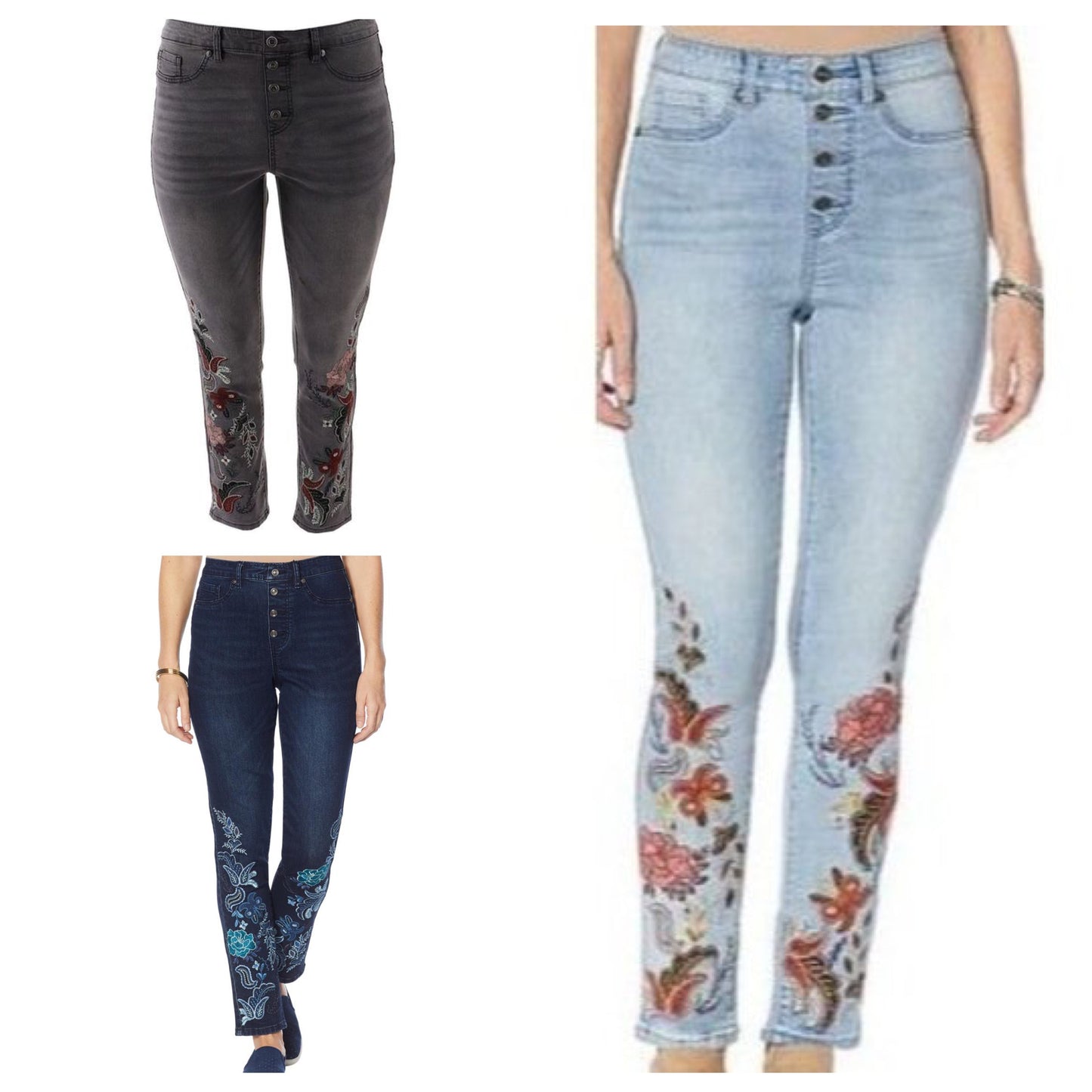 DG2 Diane Gilman Pull-On Floral Appliqué Skinny Jean 764-873DG2