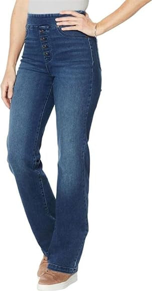 DG2 Virtual Stretch PullOn Faux Button Trouser Jean Women's 736-342