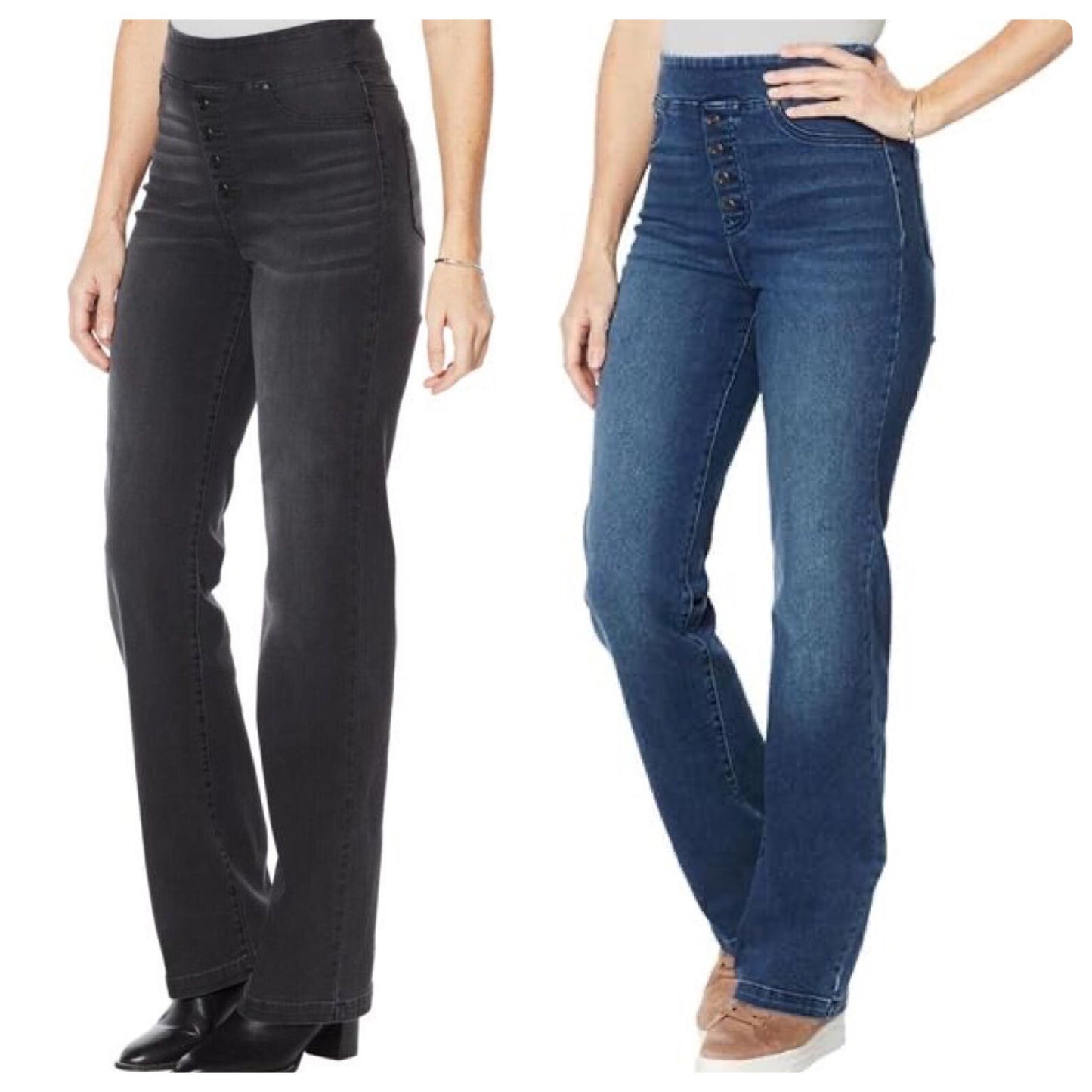 DG2 Virtual Stretch PullOn Faux Button Trouser Jean Women's 736-342