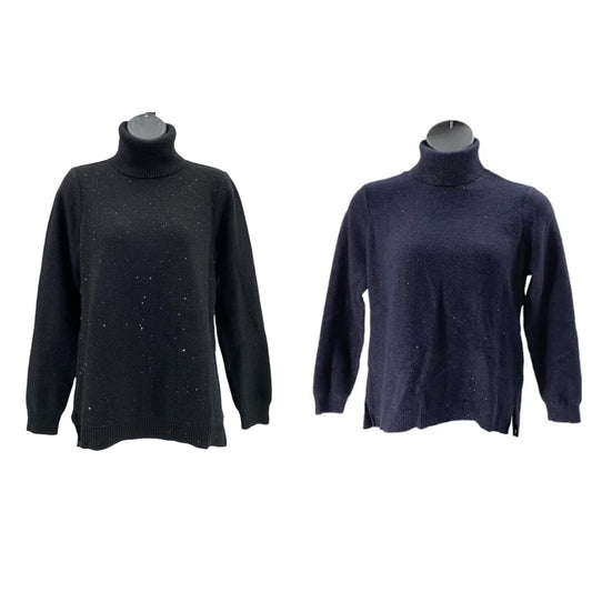 DG2 by Diane Gilman Sequin Front Turtleneck Sweater-3X