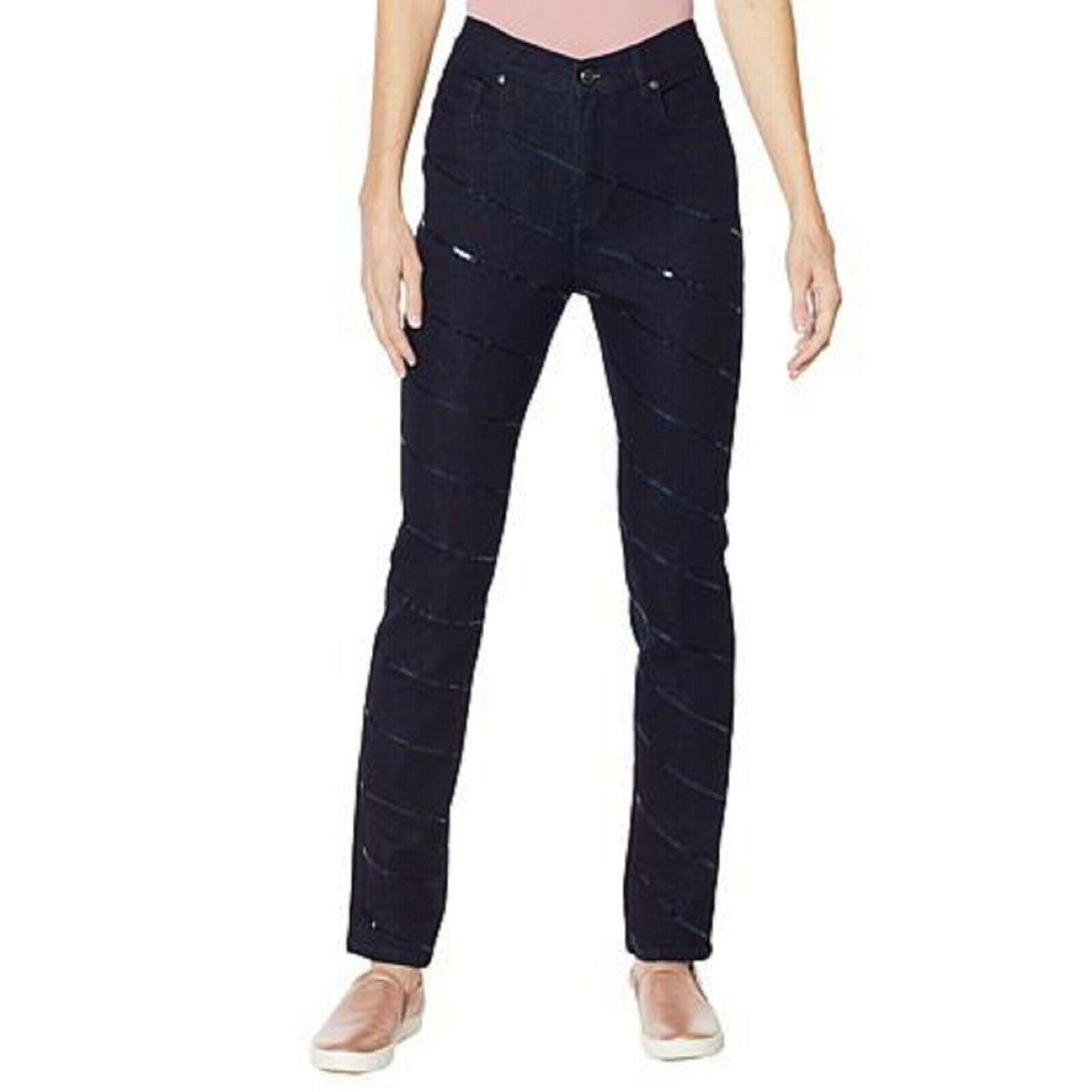 DG2 Diane Gilman Sequin Stripe Skinny Jean Basic Women's Size/Petite 0 (INDIGO)