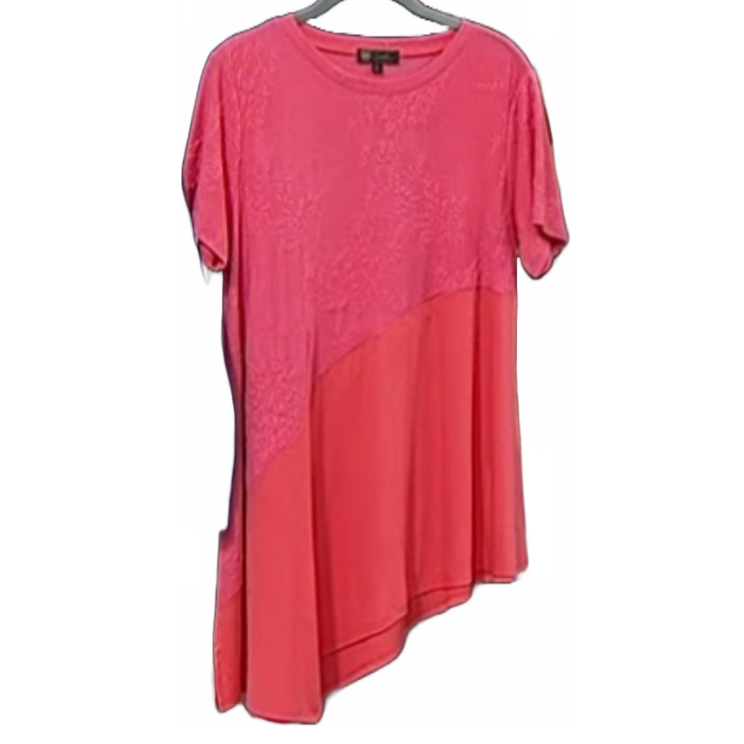 DG2 by Diane Gilman Mixed Media Asymmetric Hi-Low Hem Tee Women’s Size-M (PEACH)