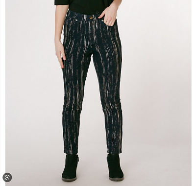 DG2 by Diane Gilman Stretch Foil Printed Skinny Jean Women’s Size-Petite 12 (INDIGO)
