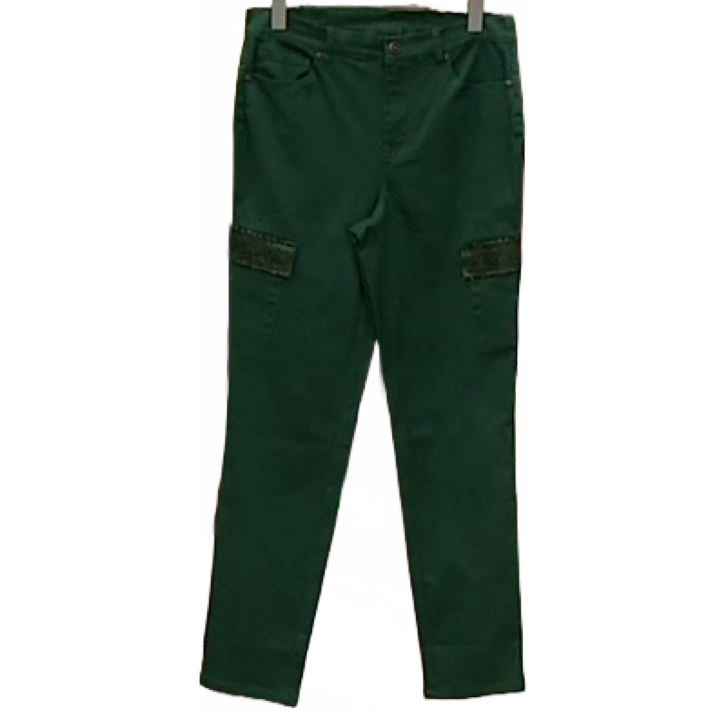 Dg2 by Diane Gilman Brushed Sateen Dream Cargo Pants Women’s Size-Petite 16( EMERLD)