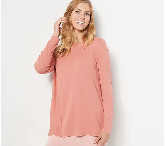 AnyBody Cozy Knit Luxe Asymmetrical Rib Top XS Women