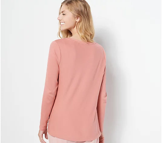 AnyBody Cozy Knit Luxe Asymmetrical Rib Top XS Women