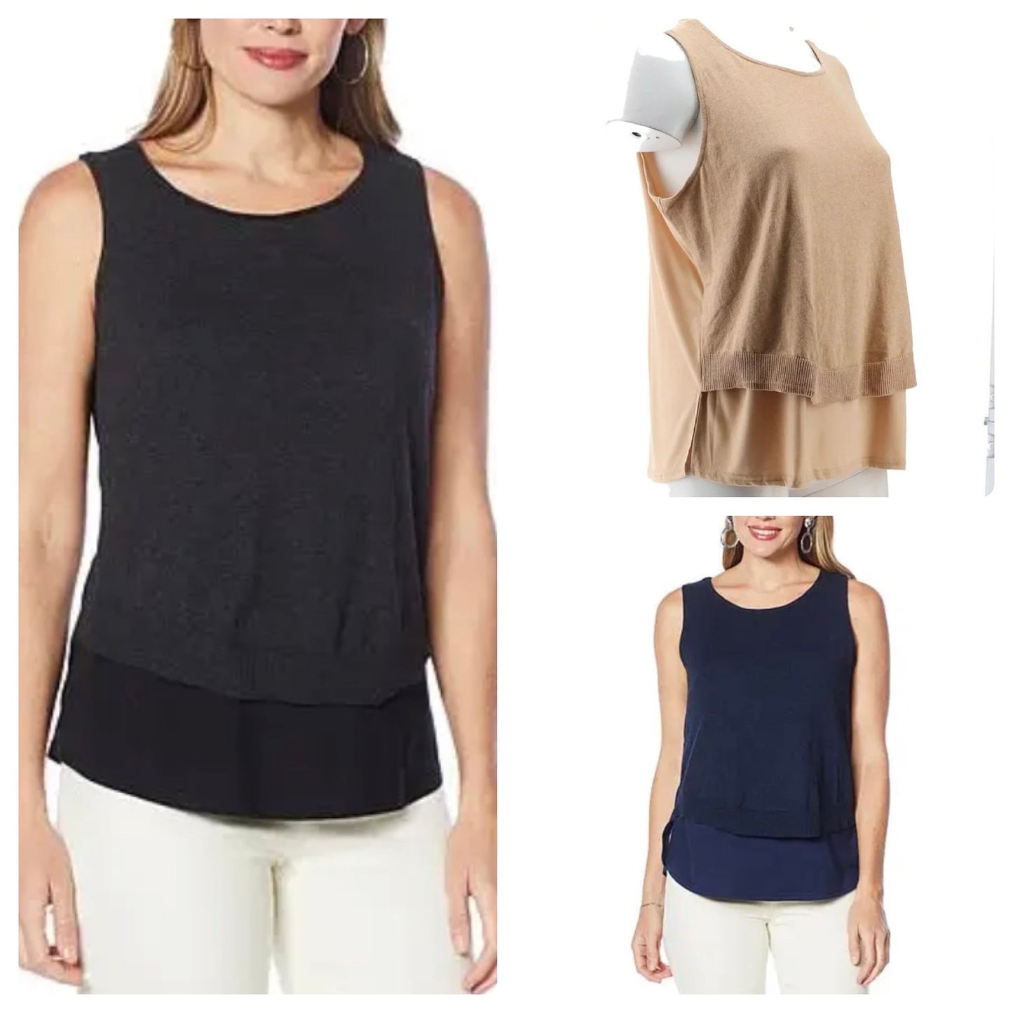 DG2 by Diane Gilman Women’s Combo Sweater Knit Layered Easy Tank