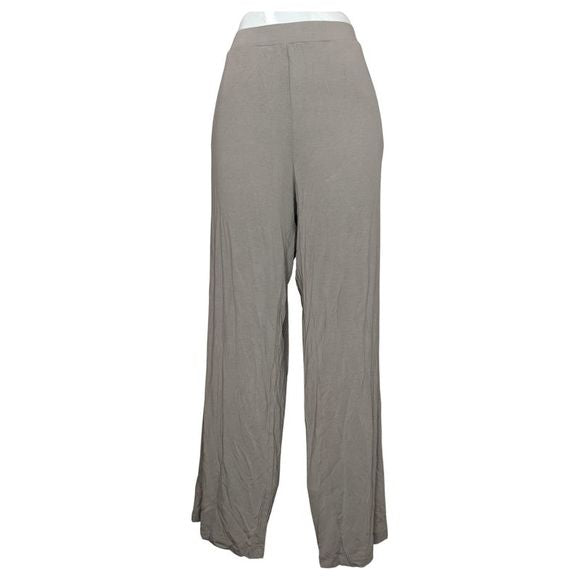 Susan Graver Women’s Regular Lifestyle Spa Knit Wide Leg Pants- Grey