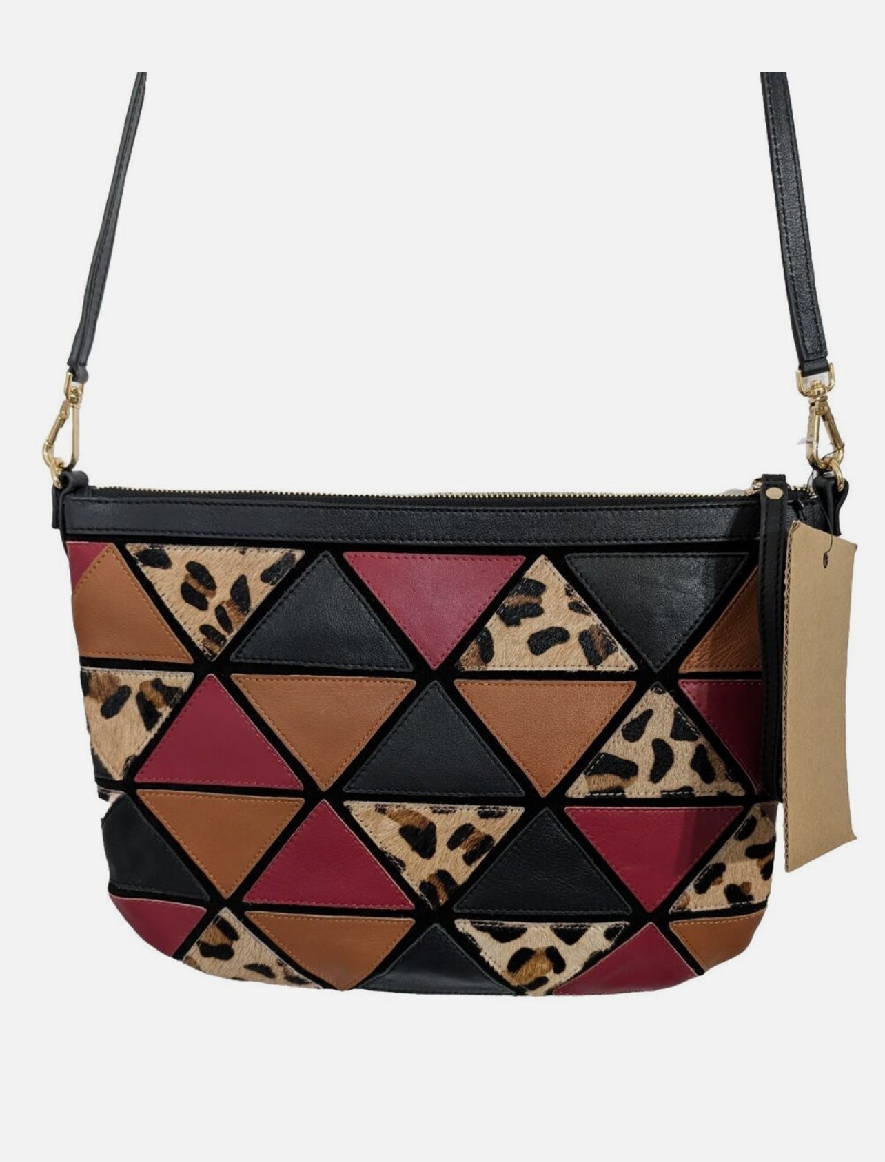 Clever Carriage Leather Patchwork Lima Convertible Crossbody Bag-Multicolor-NWT
